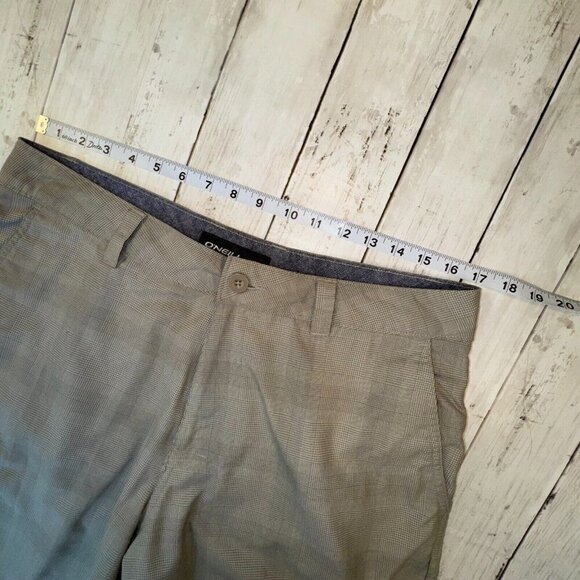 O'Neill Mens Casual Chino Shorts Size 34 Tan Glen Plaid Golf Skate Y2K - Picture 4 of 7